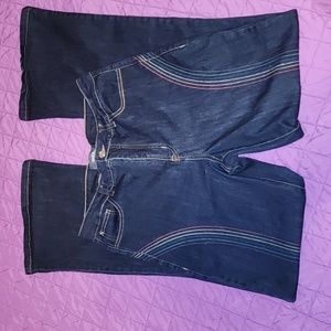 Modcloth dark rinse rainbow jeans